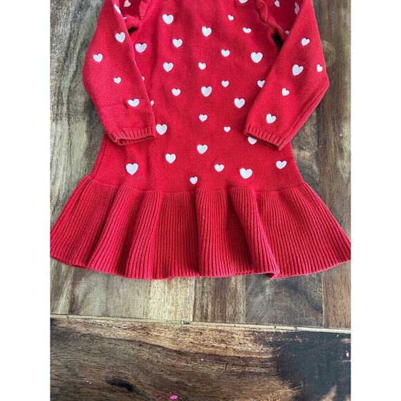 Gymboree Girls Red Long Sleeve Heart Print Sweater Dress Size 4T - Picture 4 of 7